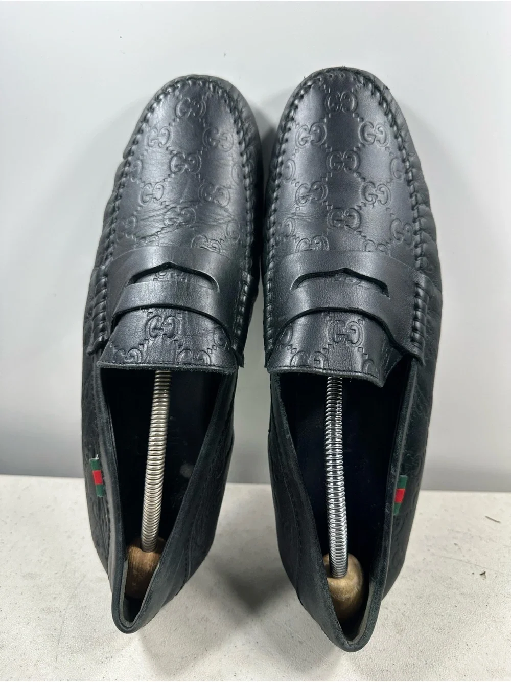 Gucci Black Guccissima Leather Loafers Size 9